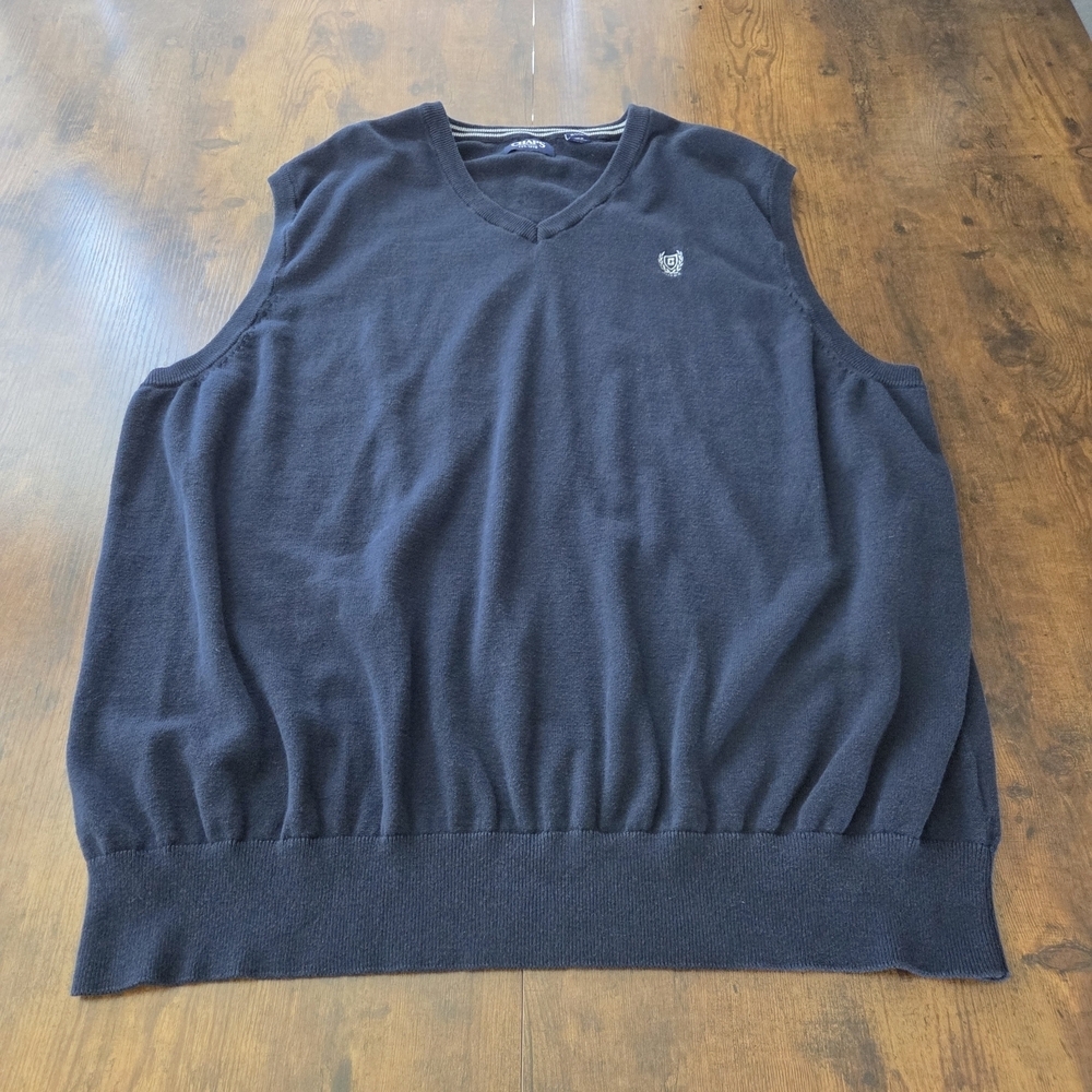 Chaps Men's Sweater Vest Embroidered Logo Navy Big & Tall Size XL Tall